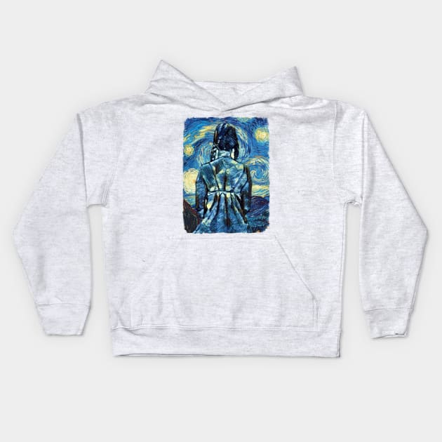 Girl Van Gogh Style Kids Hoodie by todos